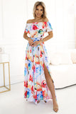 Floral Long Dress with Slit and Belt for Summer Elegance