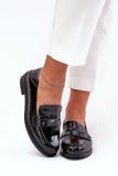 Elegant Women's Leather Moccasins with Decorative Strap