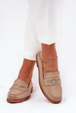 Elegant Women's Leather Moccasins with Decorative Strap