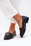 Elegant Women's Leather Moccasins with Gold Accents