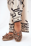 Elegant Natural Leather Flat Ballerinas with Lacing & Cut-outs
