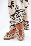 Elegant Natural Leather Ballerinas with Delicate Cut-Outs