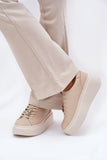 Stylish Leather Platform Sneakers with Bear Charm for Women