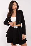Flared Mini Skirt with Frills and Decorative Patch