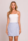 Elegant Asymmetrical Mini Skirt with Golden Heart Button