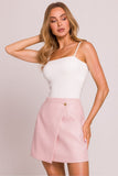 Asymmetrical Trapeze Mini Skirt with Elegant Button Detail