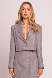 Elegant Blazer with Heart-Shaped Button and Classic Collar