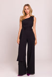 Elegant Asymmetrical Jumpsuit with Unique Shoulder Motif