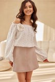 Elegant Spanish-Style Blouse with Puff Sleeves and Roses