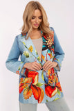 Floral Print Casual Denim-Look Blazer for Everyday Style
