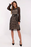 Elegant Flared Cocktail Dress with Lace and Tie Belt