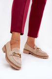 Eco Suede Women's Loafers with Braided Detail & Gold Accents