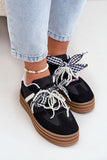 Trendy Eco Suede Sneakers with Charming Lace Details