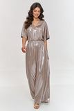 Metallic V-Neck Jumpsuit with Kimono Sleeves for Elegance