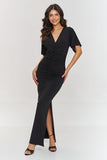 Elegant V-Neck Maxi Dress with Side Slit for Special Occasions