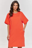 Elegant Short Sleeve Knee-Length Dress with Pockets