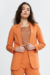 Chic Women's Blazer with Elegant Lapels and Relaxed Fit - orange / 40