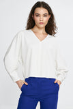 Chic V-Neck Balloon Sleeve Blouse for Effortless Style