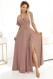 Dazzling Mocha Mousse Long Brocade Dress for Special Occasions