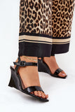 Elegant Eco-Leather Wedge Sandals with Adjustable Strap