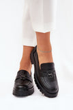 Elegant Women's Leather Loafers with Teddy Bear Clasp