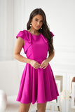 Elegant Flared Dress with Ruffled Shoulders for Any Occasion