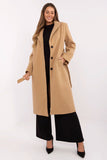 Elegant Knee-Length Women's Coat with Tie Belt and Pockets