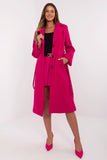 Elegant Women's Knee-Length Coat with Tie Belt and Pockets