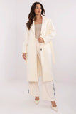 Elegant Women's Knee-Length Coat with Tie Belt and Pockets
