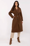 Elegant Knee-Length Women's Coat with Tie Belt and Pockets