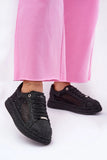 Elegant Women's Platform Sports Shoes with Crystal Accents