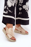 Eco Leather Women's Wedge Sandals with Adjustable Strap