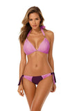 Feminine 2-Piece Push-Up Swimsuit with Tied Low-Rise Bottoms