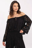 Elegant Lace Blouse with Romantic Tie and Spanish Neckline