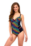 Colorful Rainbow Dot One-Piece Swimsuit with Built-In Bra
