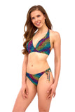 Elegant Rainbow Motif Bralette Bikini for Beach Adventures