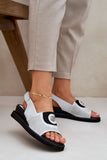Elegant Eco Leather Wedge Sandals with Velcro Strap
