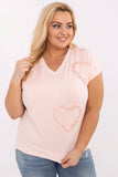 Elegant Women's Plus Size V-Neck Blouse with Heart Design