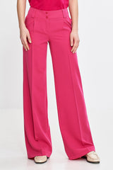Elegant Wide Leg Women's Trousers with Classic Design - pink / 36