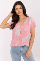 Eco-Friendly Women's V-Neck Blouse for Everyday Comfort - pink / s