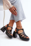 Elegant Patent Leather Women's Block Heel Sandals