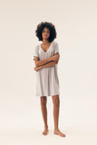 Breathable Knee-Length Nightshirt with V-Neck and Slits