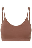 Trendy Ribbed Soft Fabric Bra Top with Adjustable Straps
