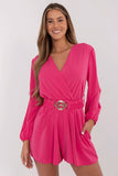 Elegant Women's Jumpsuit with Wrap Neckline and Belted Waist