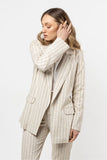Linen Blazer with Stripes - Elegant & Breathable Style