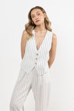 Breathable Linen Vest with Elegant Stripes for All Occasions