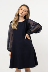 Elegant Women's Formal Trousers with Crease and Pockets - navy blue / s