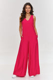 Elegant Women's Jumpsuit with V-Neck and Wide Legs