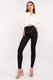Elegant High-Waist Women's Leggings with Decorative Chain