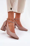 Elegant Natural Leather Women's Pumps with Adjustable Strap
